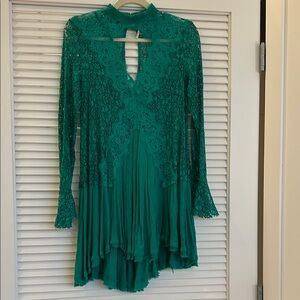 Free People Green Lace Tunic